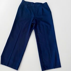 Vtg LRL Ralph Lauren Navy 100% Wool Dress Pants 14 Lined Straight Pleated 90s